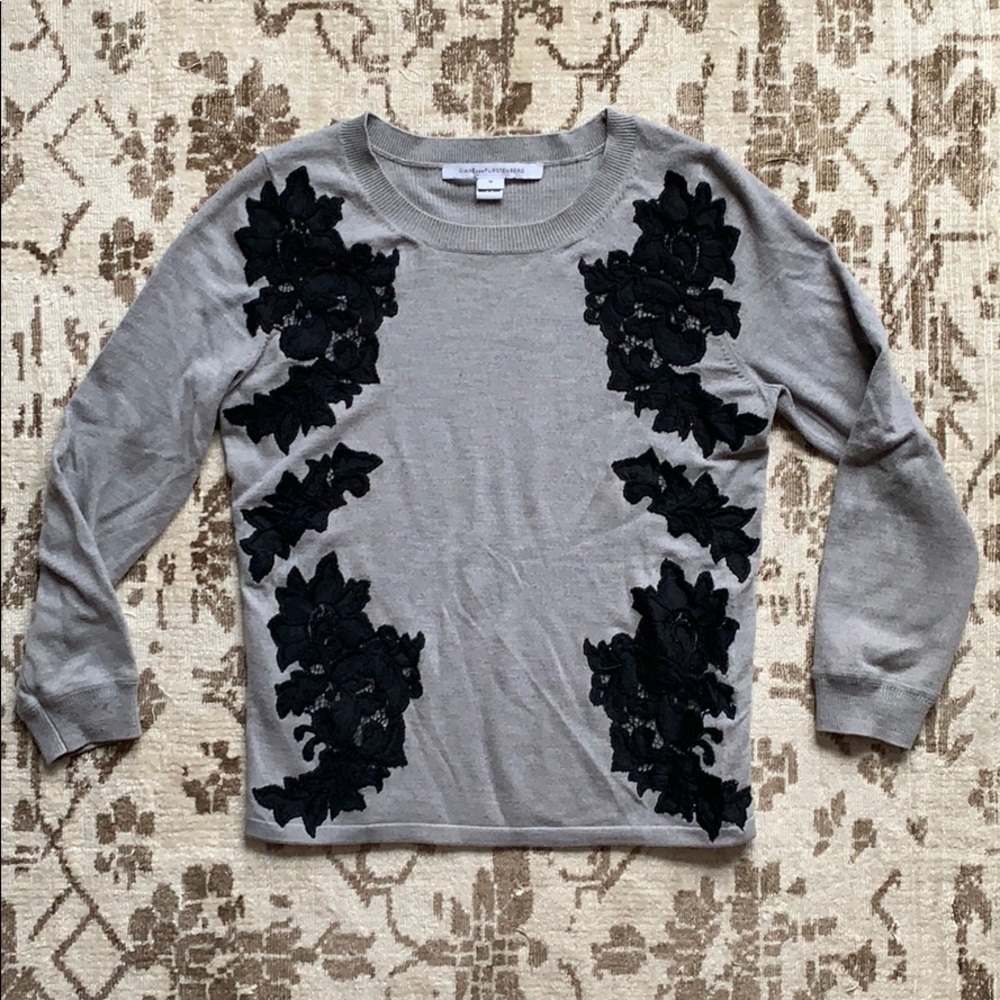 DVF Lace Gray Sweater